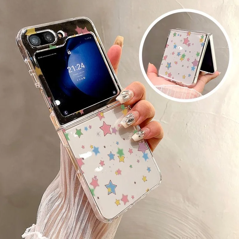 Vibrant Colorful Stars Print Phone Case – Clear Folding Cover