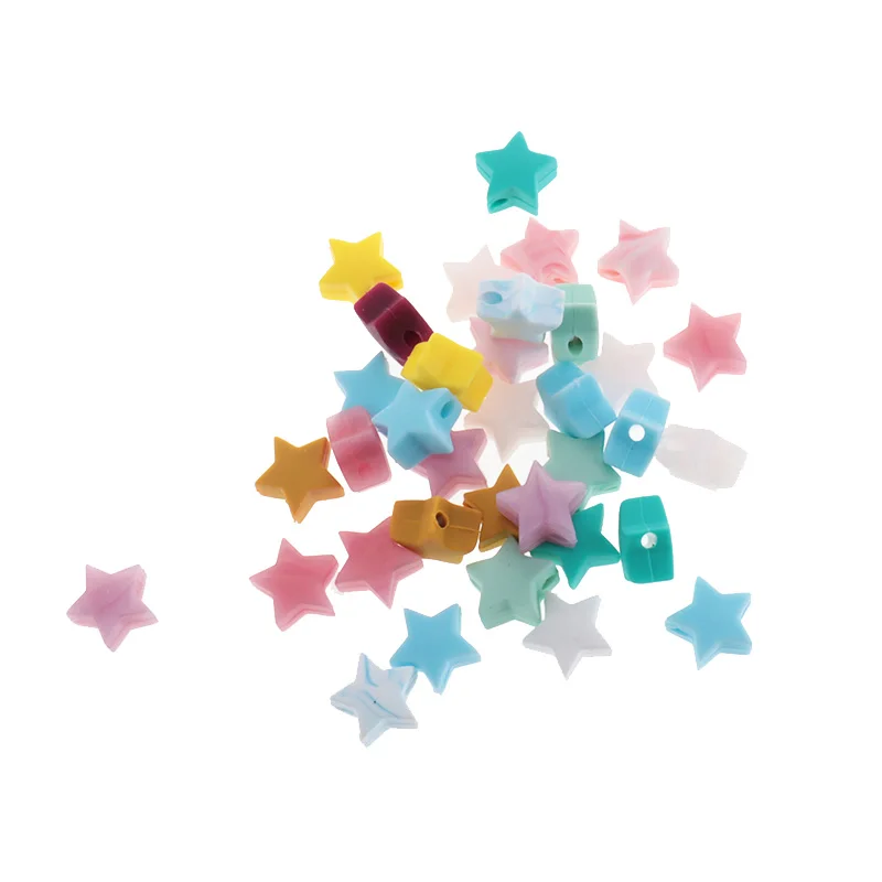 50PCS 하트 실리콘 Teething 비즈 Bpa Free15MM 치아 비즈  씹는 Teething 펜던트 Diy Pacifier 체인 베이비 케어