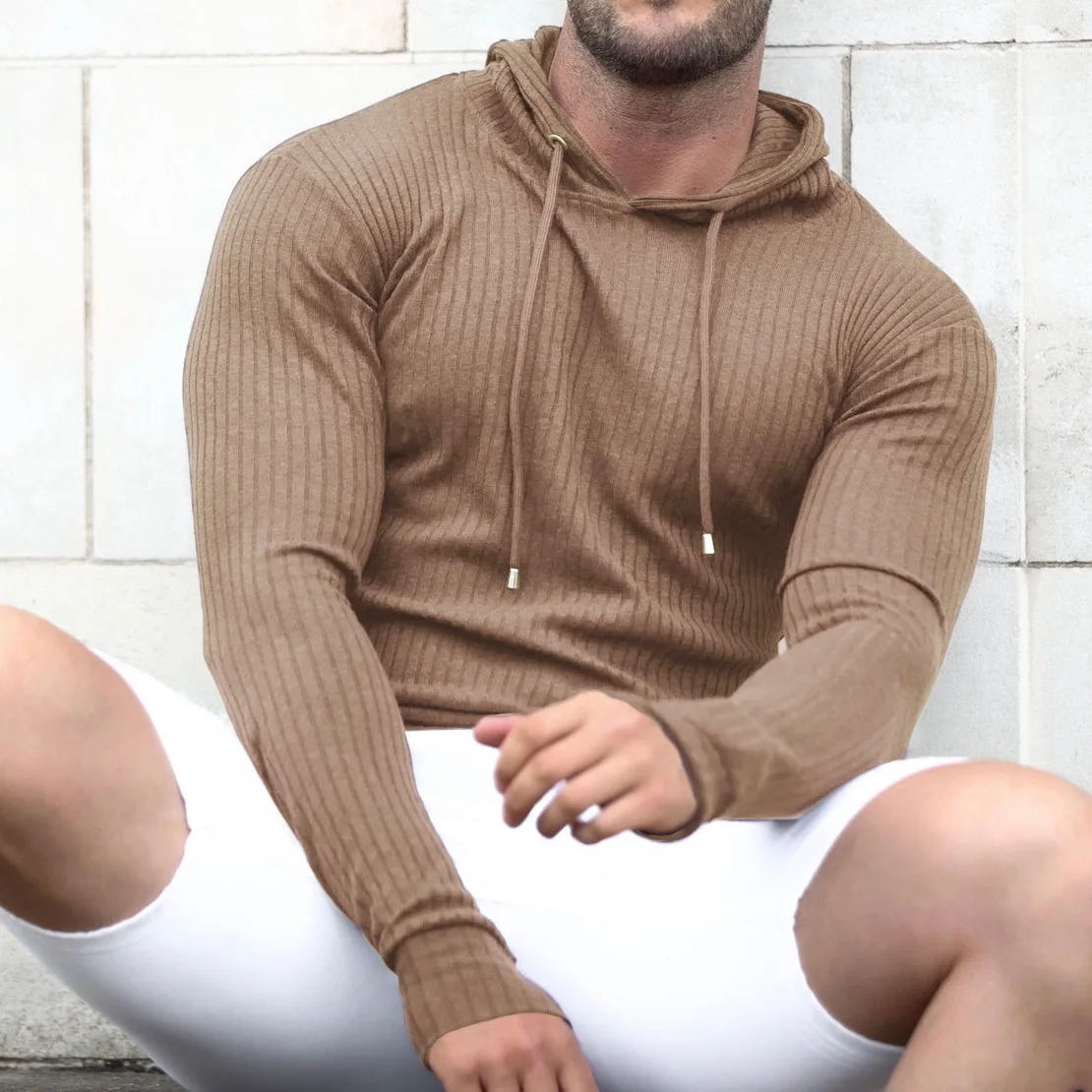 

Brand New Hooded Sweatshirts Raglan Fringe Folds Long Sleeve Men Hoody Pullovers Clothing Man Hoodies Sweatshirts Muscle Fitness
