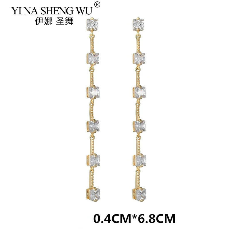 925 Silver Needle Long Tassel Earrings Women's Simple Fashion Trend Zircon Earrings Daily All-match Jewelry Bridal Earrings