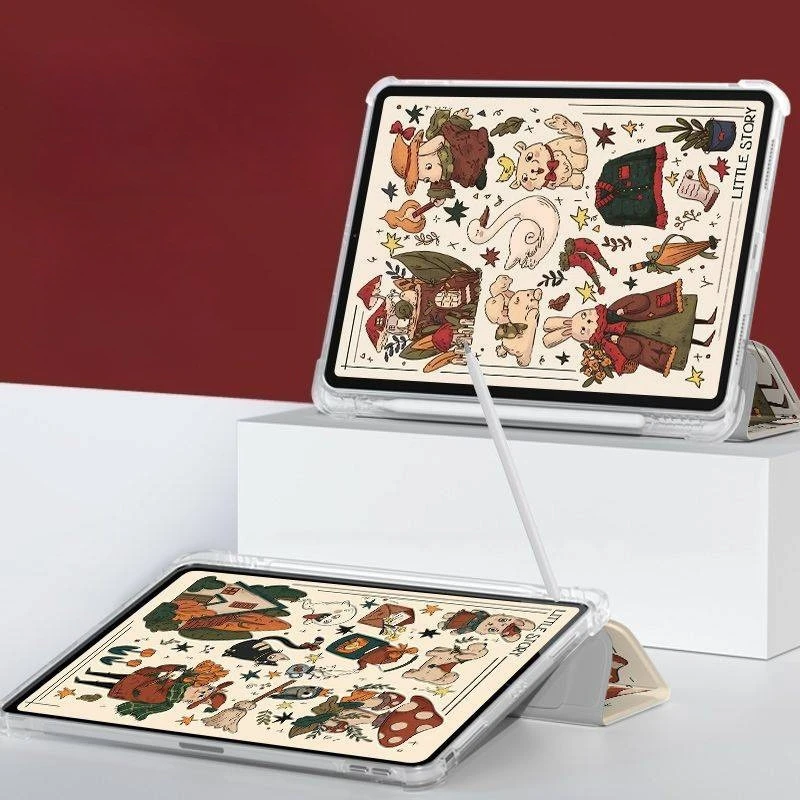 Pencil Holder Cartoon Transparent TPU Soft Tablet Case
