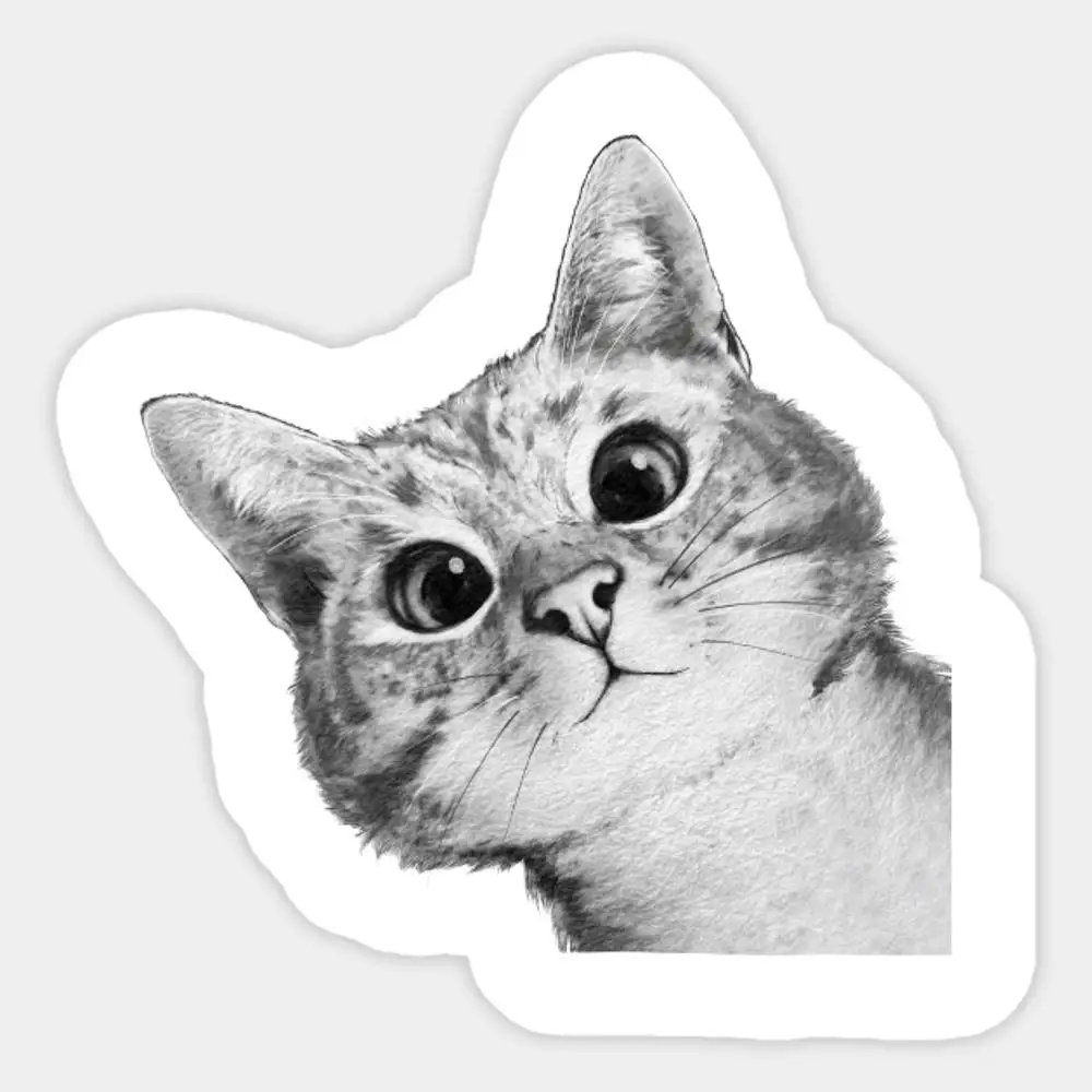 

Sneaky Cat Sticker for Laptop Car Cartoon Art Fashionable Suitcase