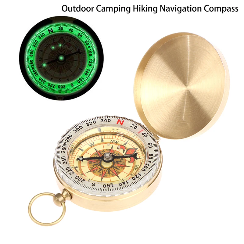 Portable Compass Navigation Camping Hiking Pocket Brass Golden Outdoor