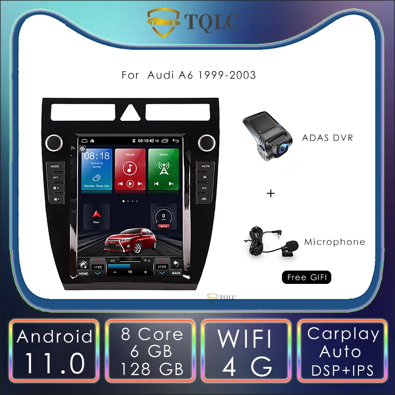 

Android Car Radio Player Tesla Style Vertical For Audi A6 9.7 Inch DVD Multimedia Stereo Navigation Carplay Head Unit 1999-2003