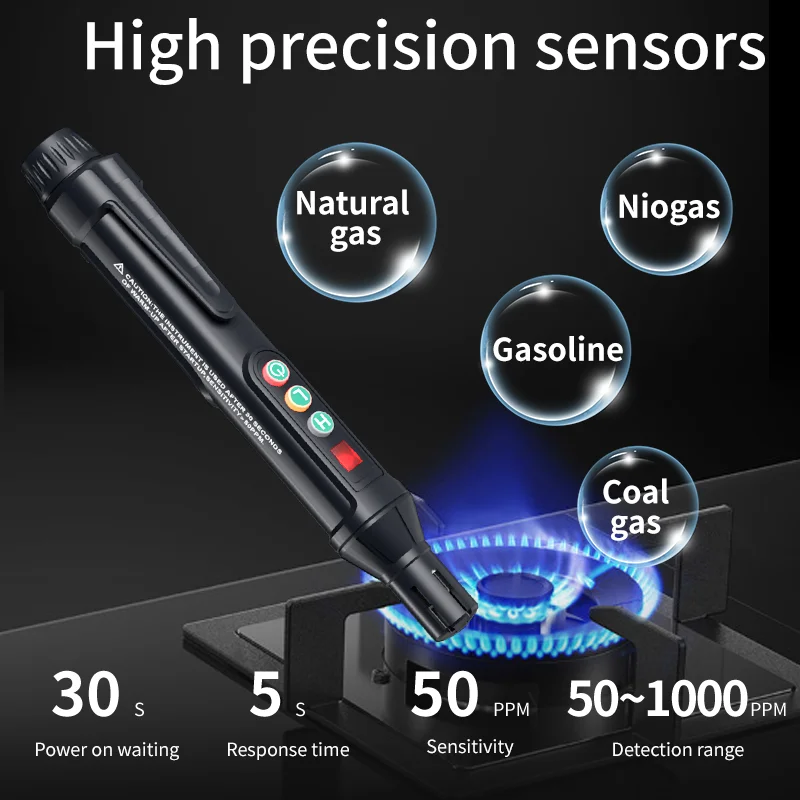 Portable Gas Leak Detector with Audible and Visual Alarm