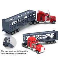Alloy Car Carrier Truck Model Boy Christmas Toys Assembled Model Building Kits Tool 1/65 Scale Diecast Simulation Car Toys 2