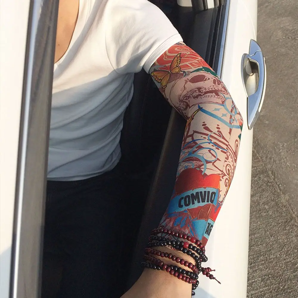 Warmer Sportswear Outdoor Sport UV Protection Basketball Sun Protection Tattoo Arm Sleeves Flower Arm Sleeves Cover 1Pcs