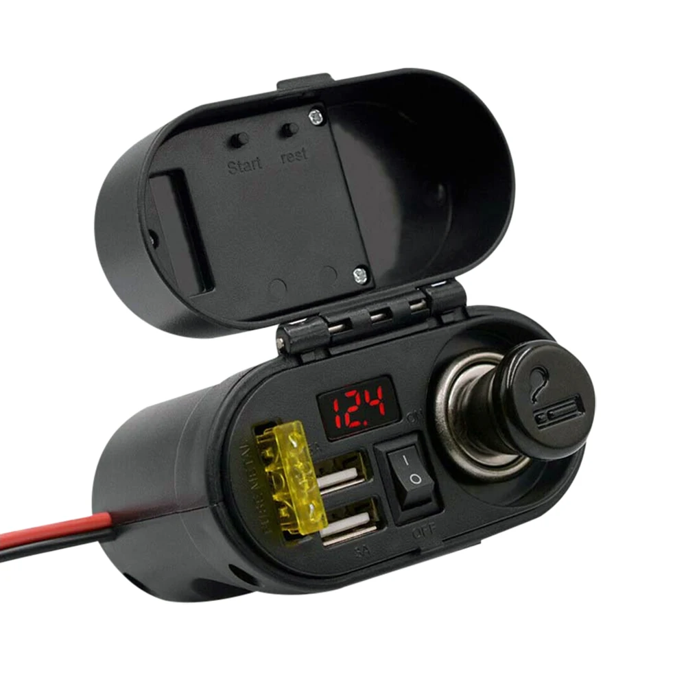 

5V 3A/1.5A Motorcycle Dual USB Cigarette Lighter Mobile Phone Charger With Voltage Display Waterproof Charger Socket Kit