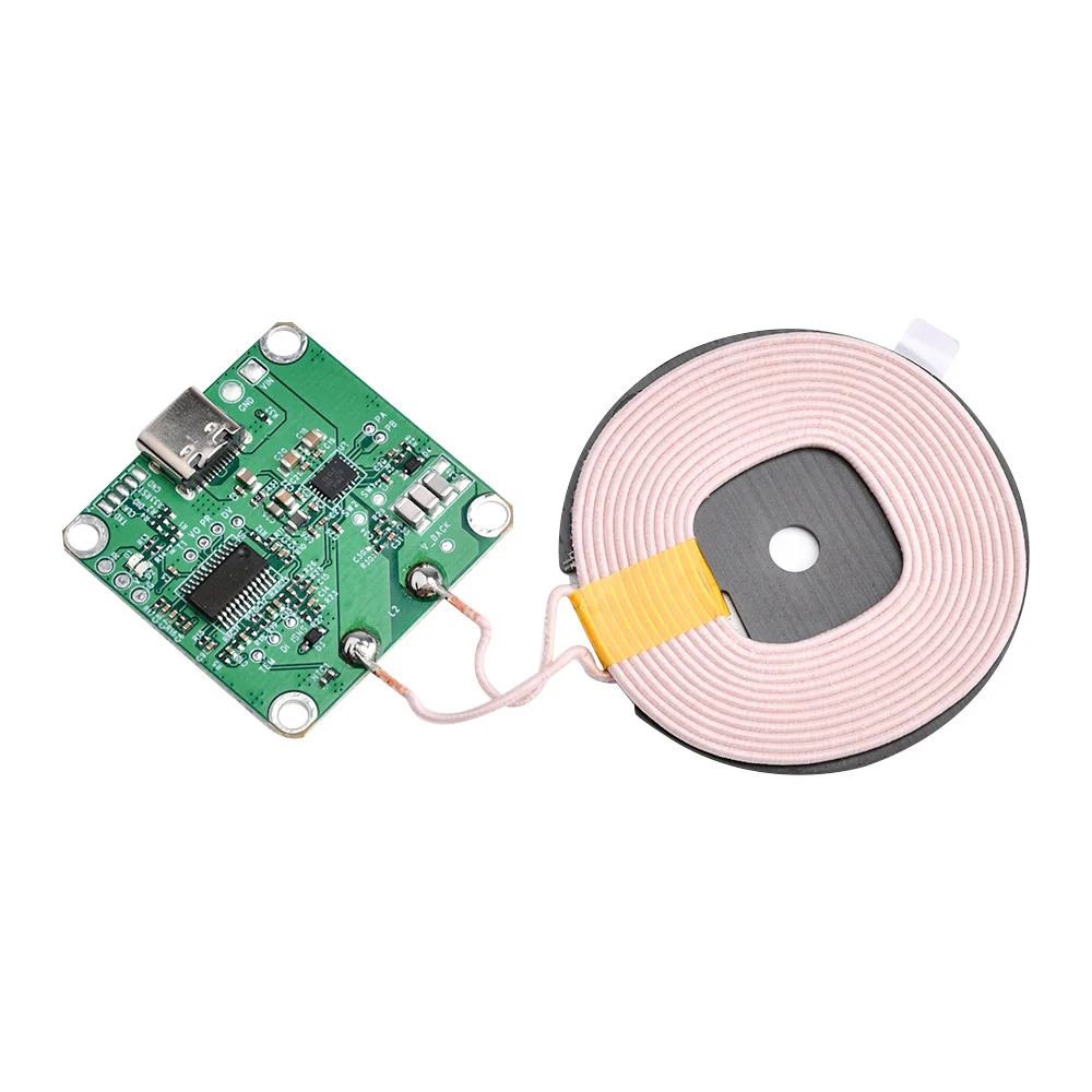 High-Power Fast Charging Wireless Charger Transmitter Module with Type-C USB and Coil Qi for Car and Phone Batteries