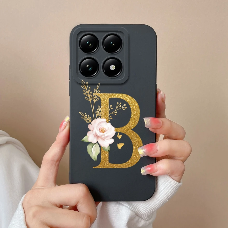 Liquid Soft Silicone Bumper - Pretty Flower Letter Design Anti-Drop Phone Case