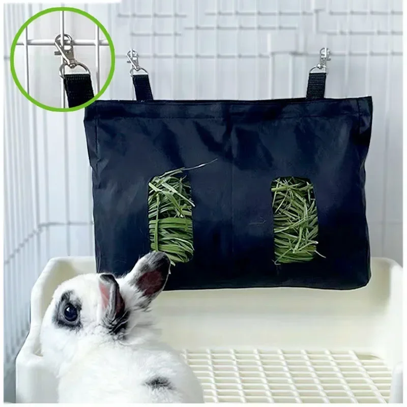 Rabbit Hay Feeder Bag Guinea Pig Hay Feeder Storage Hanging Feeding Bag for Small Animal Hamster Waterproof Nylon Cloth