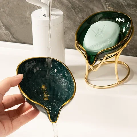 

Innovative Sponge Storage Plate Tray Soap Box Leaf Shape Drain Soap Holder Dish Non-slip Leaf Soap Rack Kitchen Bathroom Access