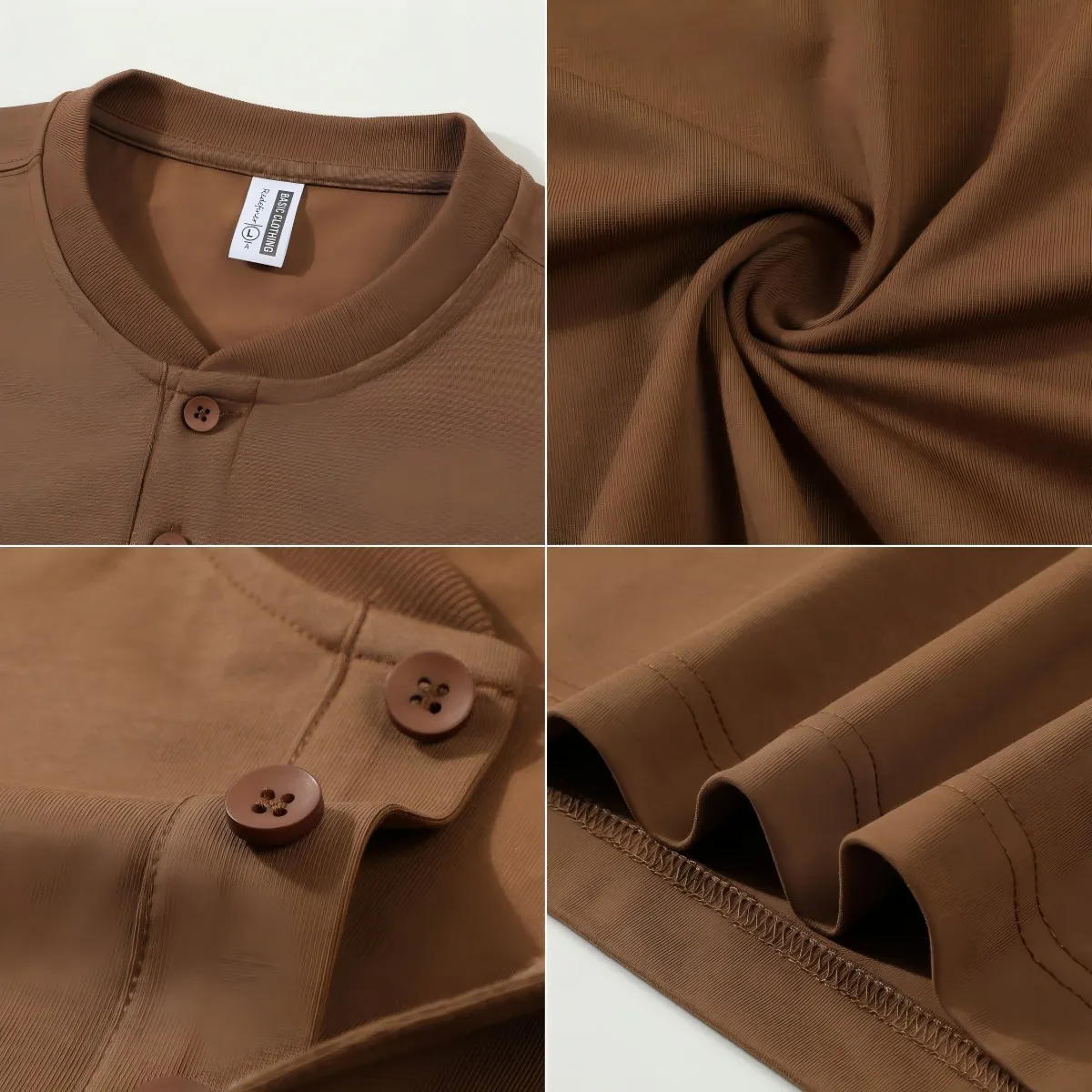 Men's Henley Neck Long Sleeve Comfortable Soft Solid Tees Retro Fashion Button Outdoor Thin Tee  Male Basics All-match Clothes