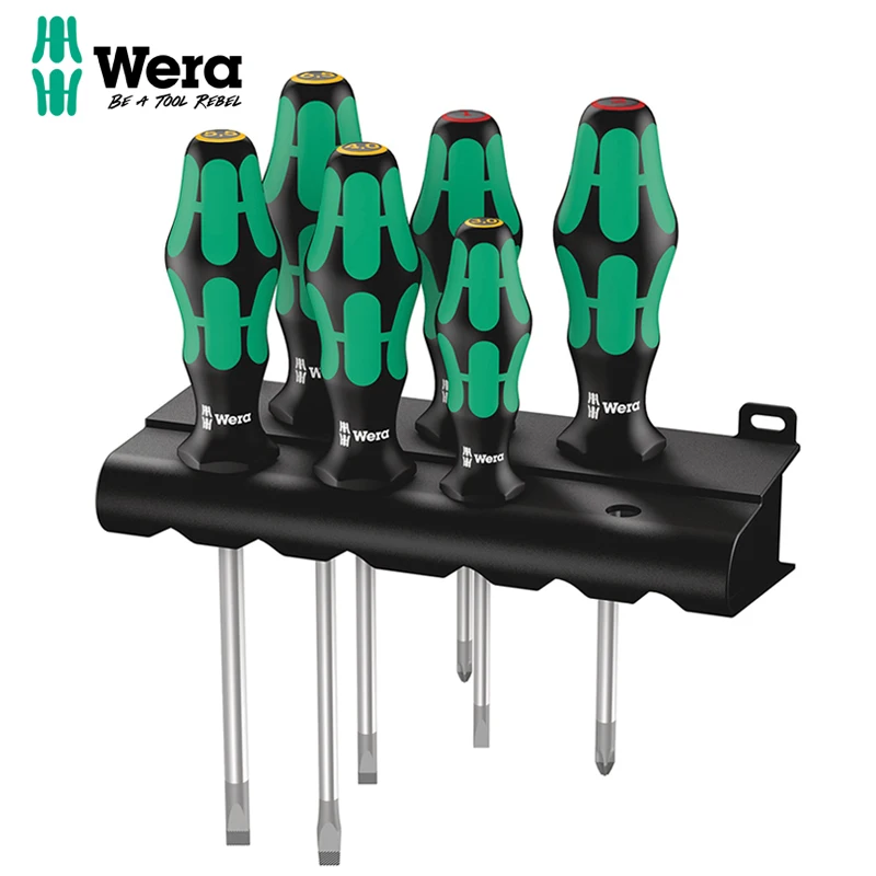 

Набор отверток WERA 5105650001 Kraftform Plus 334/6 с стойкой и лазерным наконечником, 6 шт., Отвертки Phillips Slotted PH1 PH2