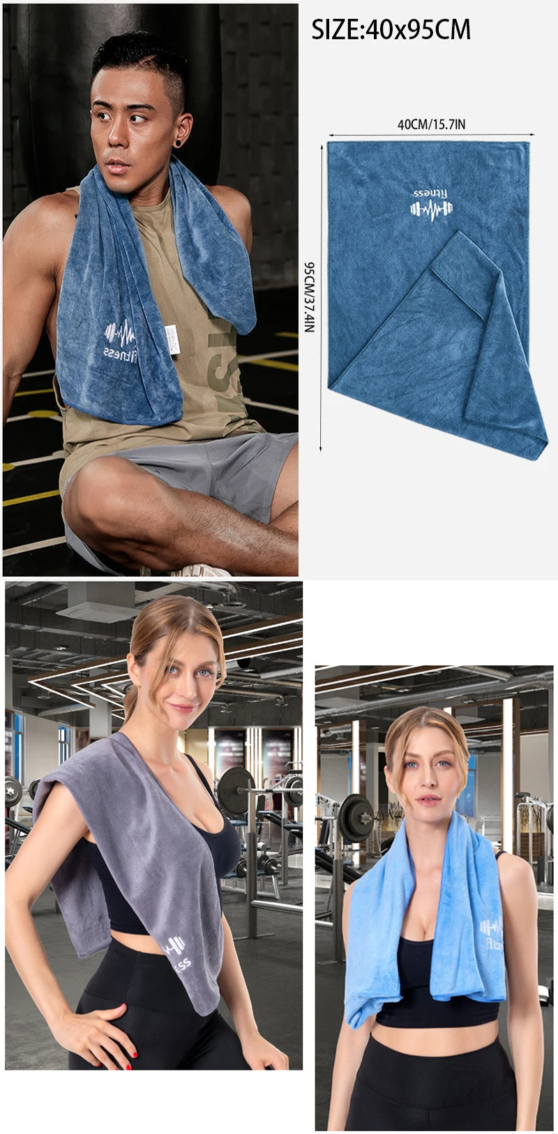 Description Picture 5 of itemFitness Towel for Sports Water Absorption Quick-Drying Gym Equipment Non-slip Sports Sweat TowelSwimming Microfiber Pool Towel