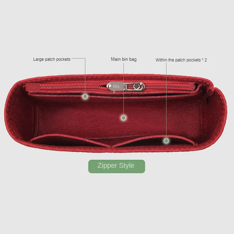 Cosmetic Storage Bag EverToner Fits for CF Classic Flap Bag Felt Cloth Insert Organizer Travel Inner Purse Portable