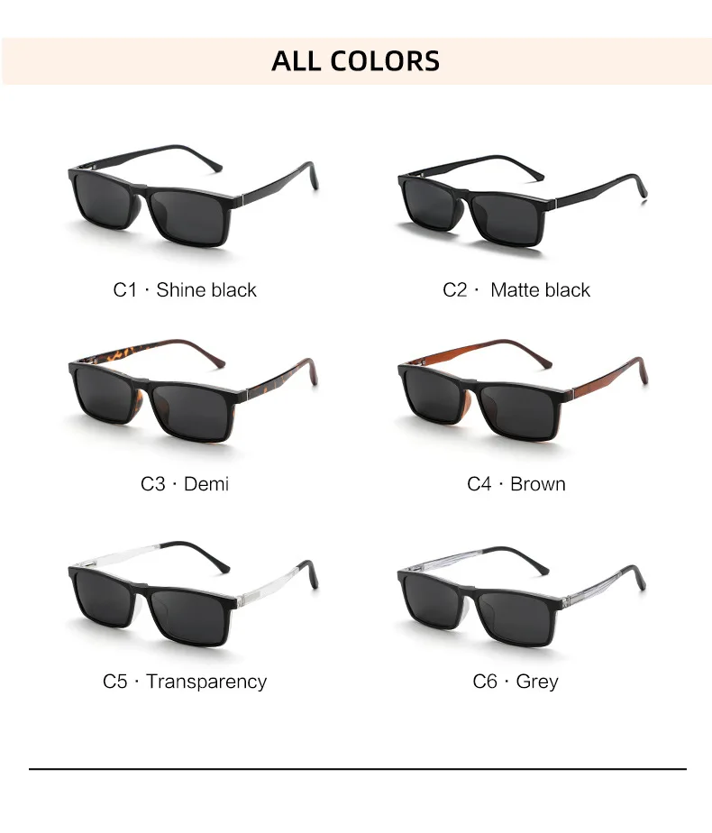 YIMARUILI Mode TR90 Magnetische Polarisierte Clip-on Gläser für Frauen Retro Quadratische Optische Brillen Rahmen Männer 6214 – Detail 8