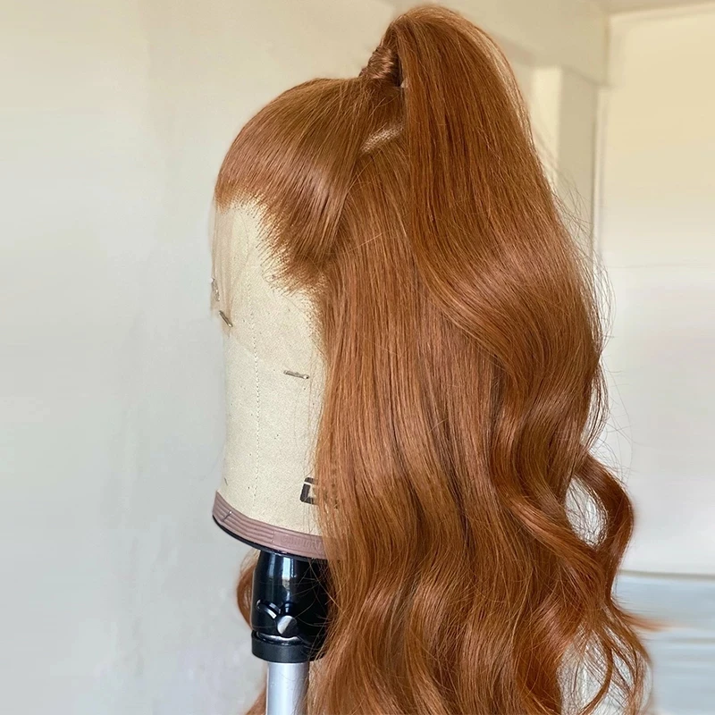 Body Wave Ginger Orange Color Synthetic Hair Lace Front Wig 26 Inch Long Fiber Wavy Frontal Wigs For Fashion Women Glueless