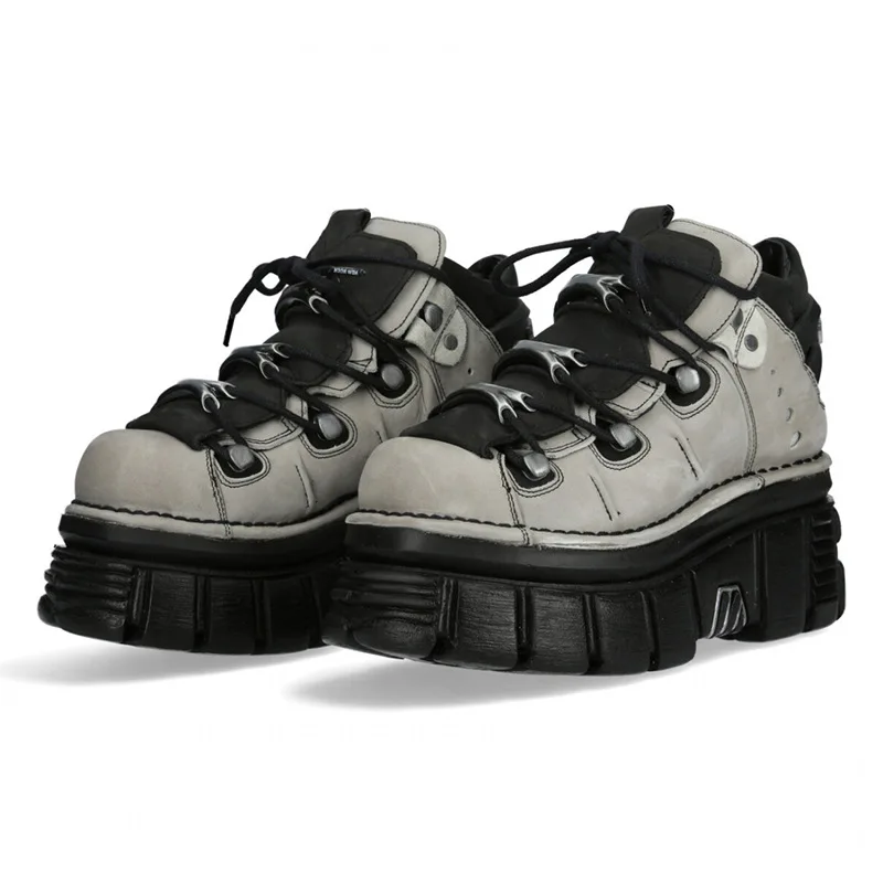 2023 Spring New Spanish Fashion Brand Retro Contrast Color Punk Muffin Increased Platform Shoes Rock Motorcycle Boots