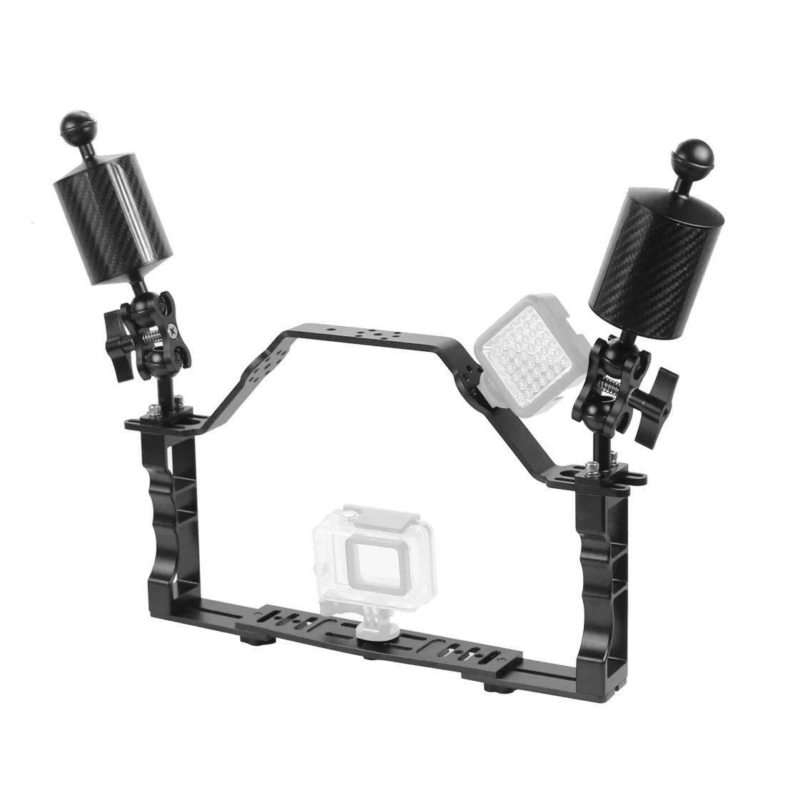 Tauchen Tablett Dual Griff Grip Expansion Lift Up Mount Aluminium Handheld LED Blitzlicht Halterung DSLR Unterwasser Fotografie Werkzeug – Detail 19
