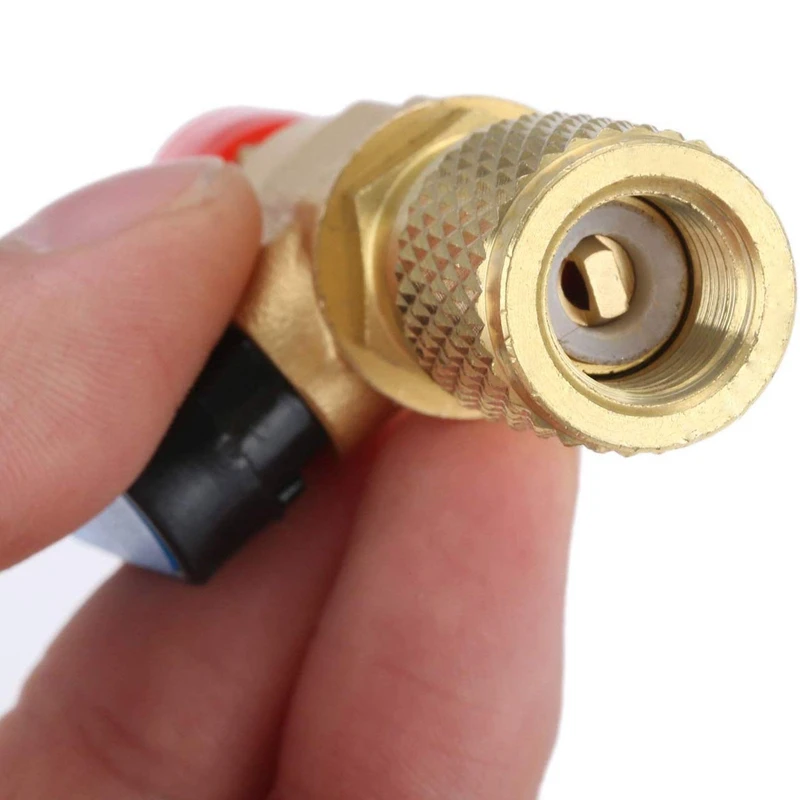 YWDZ-3Pcs/Set Brass R410A Refrigerant Straight Ball Valves AC Charging Hoses Brass 1/4 Inch Male To 1/4 Inch / 5/16 Female