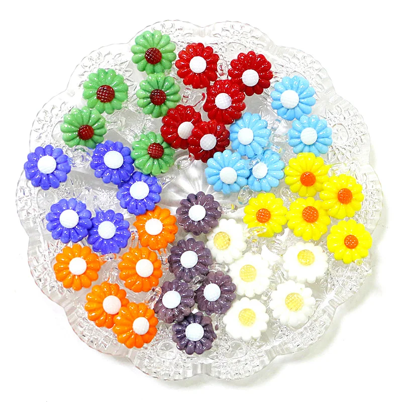 2개의 맞춤 제작 귀여운 데이지 글래스 펜던트 알록달록한 수제 꽃 장식 미니어처 패션 diy 여성 액세서리 귀걸이 팔찌 제작 액세서리