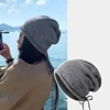 Warm Knitted Baggy Beanie Hat Women Men Drawstring Kpop Slouchy Wool Cap Winter Spring Soft Skullcaps Outdoor Windproof Bonnet 3