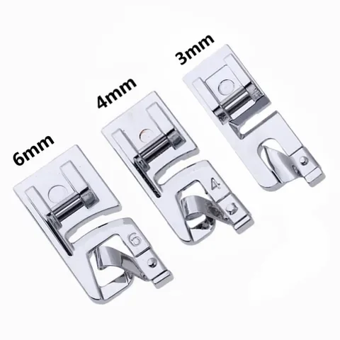 

3Pcs Set Rolled Hem Foot Sewing Machine Hemmer Presser Foot Feet (3 mm, 4 mm,6mm) for All Low Shank Snap-On Singer,5BB5569