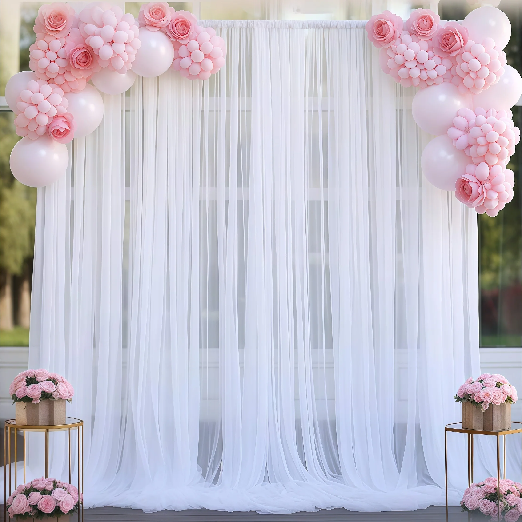 Tulle Backdrop Curtains with Lights 5