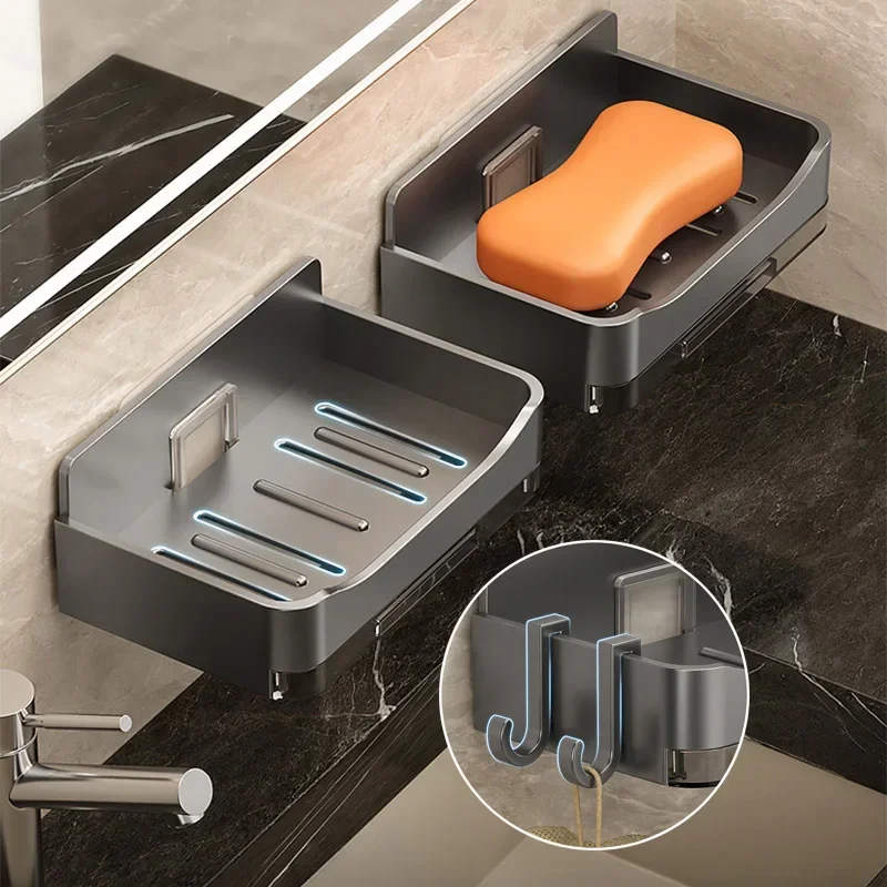 Bathroom Soap Holder Wall Mounted Double Drainage Dish Accessories