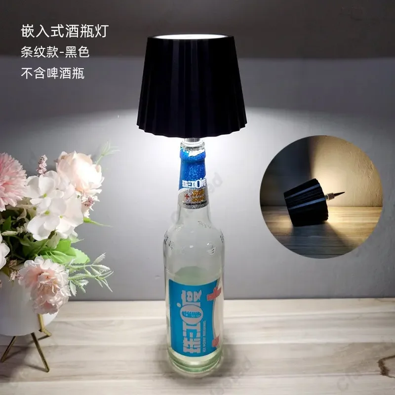 LED Wine Bottle Base Rechargeable Desk Led Lamp Battery Operated Bar Restaurant Dining Mushroom Lamp holders Night Light Decor 6