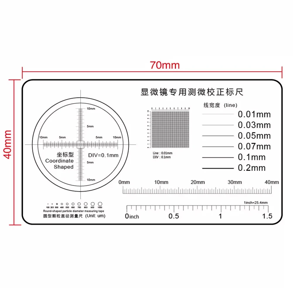 Microscope Micrometer Calibration Film Ruler Magnifier Grid Reticule Stains Dot Gauge Plastic Ruler Radius Area Diameter Measure film ruler microscope micrometer