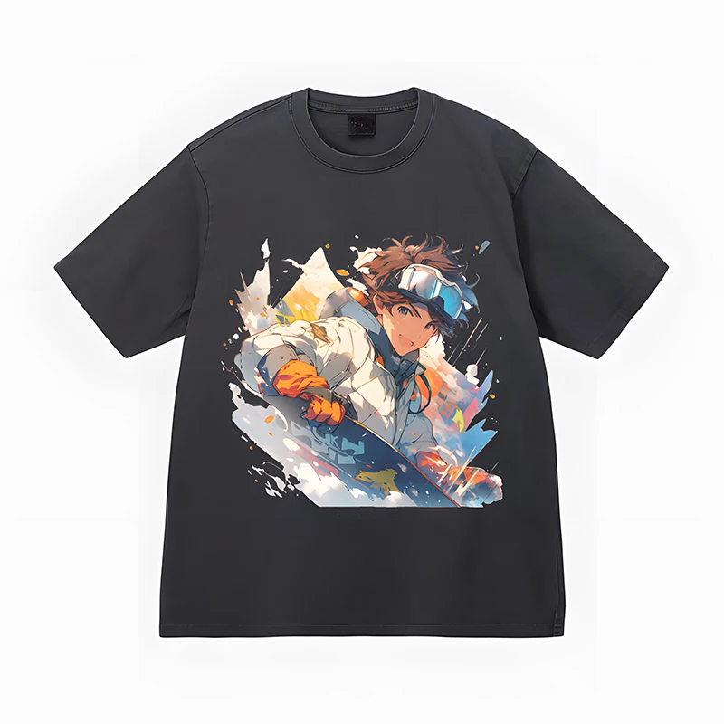 

Men's pure cotton sport-themed Snowboard Boy loose-fitting versatile couple's T-shirt