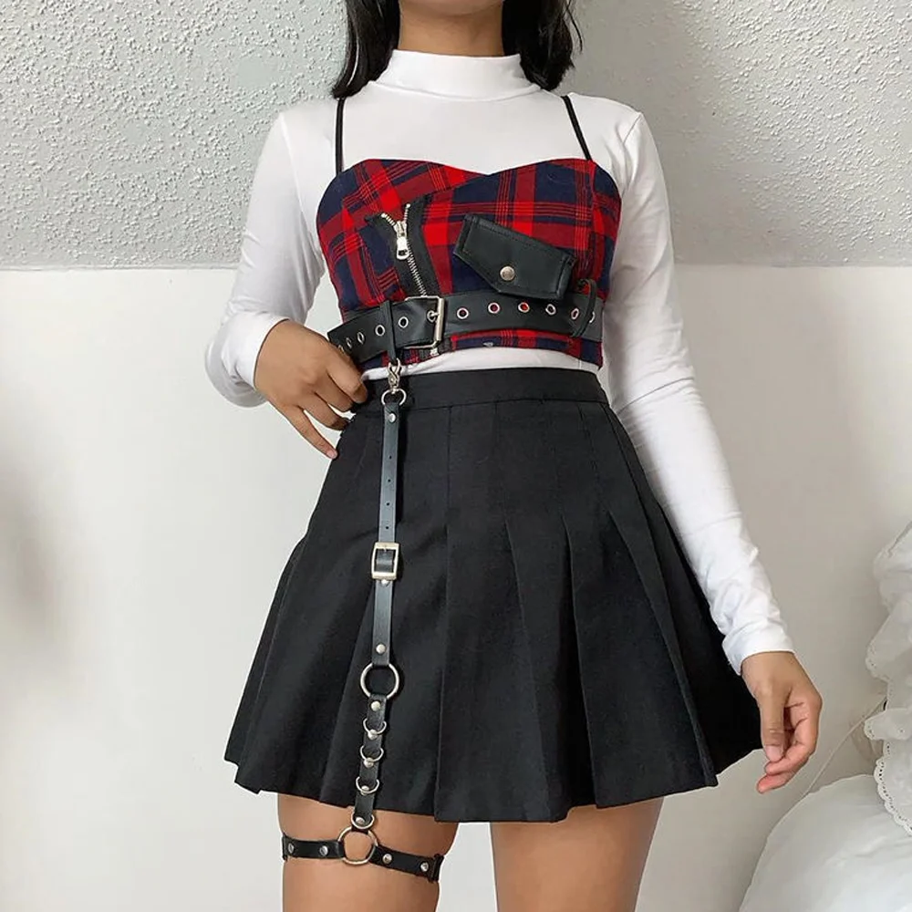 SABINAX E-girls ũ Ÿ Emo Alt  Ʈ ̴  üũ  ڸ Camis Camisole 2022 Spring Sumer 2022  Ƿ