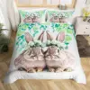 Easter Rose Rabbit Duvet Cover Cute Bunny Happy Easter Bedding Set Full for Kids Boys Girls,Rustic Flower Animal Comforter Cover 1