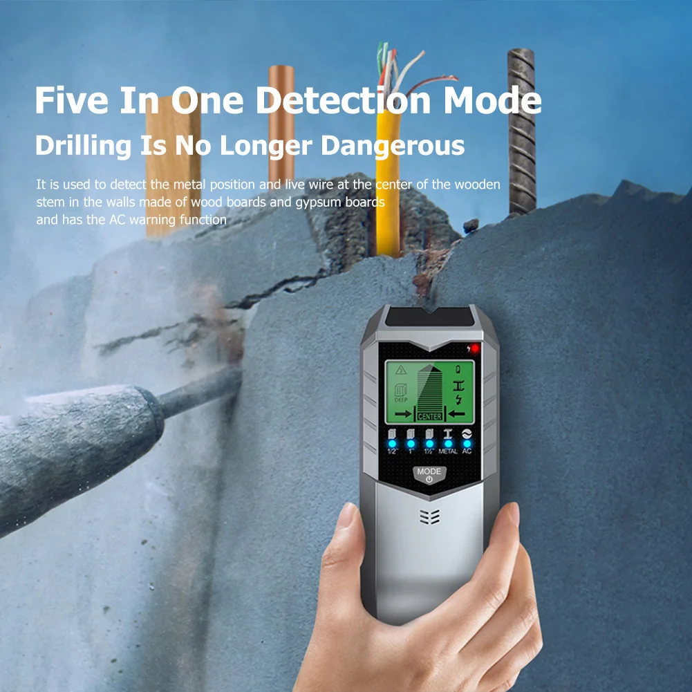 Portable depth metal detector lcd digital display wood pipe finder