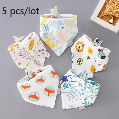 Baby Bibs Triangle Double Cotton Bibs Cartoon Print Saliva Towel Baby Boys Girls Feeding Apron Cotton baby stroller mosquito net Baby Accessories