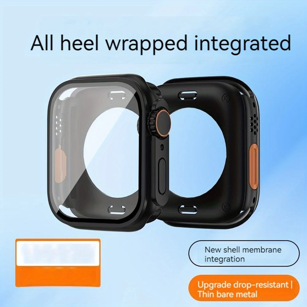 Change To Ultra 360 Full Protector Case for Apple Watch 45mm 44mm Tempered Glass Screen Protector for IWatch Series 9 8 7 6 SE 5