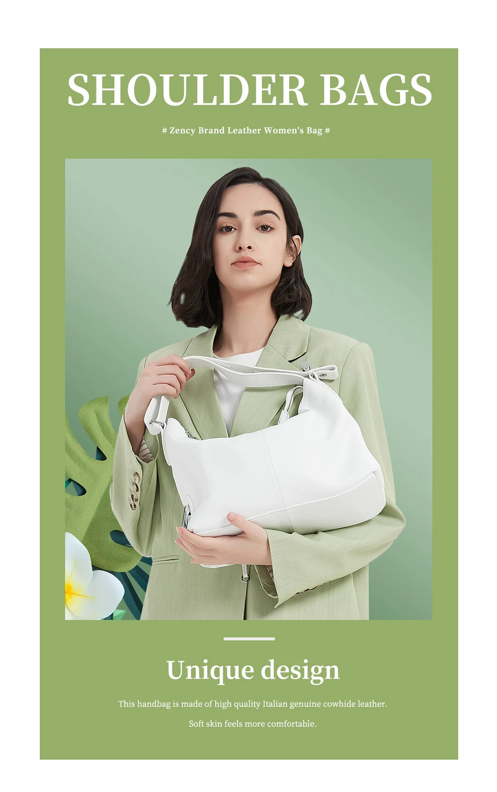 Zency Winter Bag 100% Echtleder OL-Stil Damen Handtasche Mode Damen Schultertaschen Klassische Handtasche Umhängetasche Crossbody Tasche – Detail 1