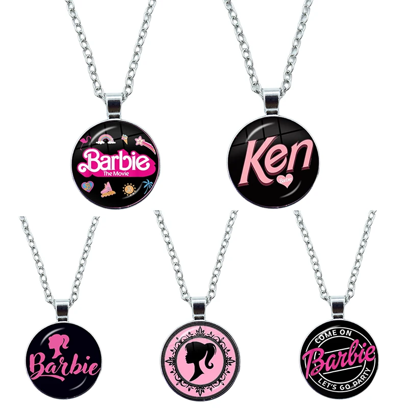 Rosa Barbie Inglese Lettera Collane Moda Donna Ragazze Bambola Ciondolo Collana Accessori Trucco Gioielli Regali