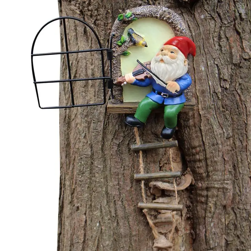 

Mini Dwarf Figurine Tree Hugger Dwarf Window MicrooLandscaping Sculpture Decoration Gift Outdoor Balcony For Garden Decoration