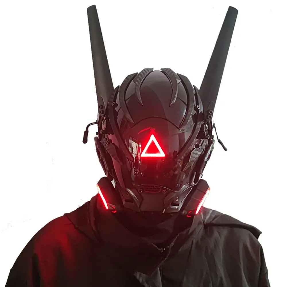 JAUPTO Máscara LED Punk Cosplay Para Hombres, Máscara De Halloween Para Fiestas Y Festivales De Música