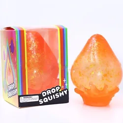 Stress Relief Glitter Squishy Toy - Non - Toxic, Portable, Slow Rising Relaxation Gift (Drip Orange)