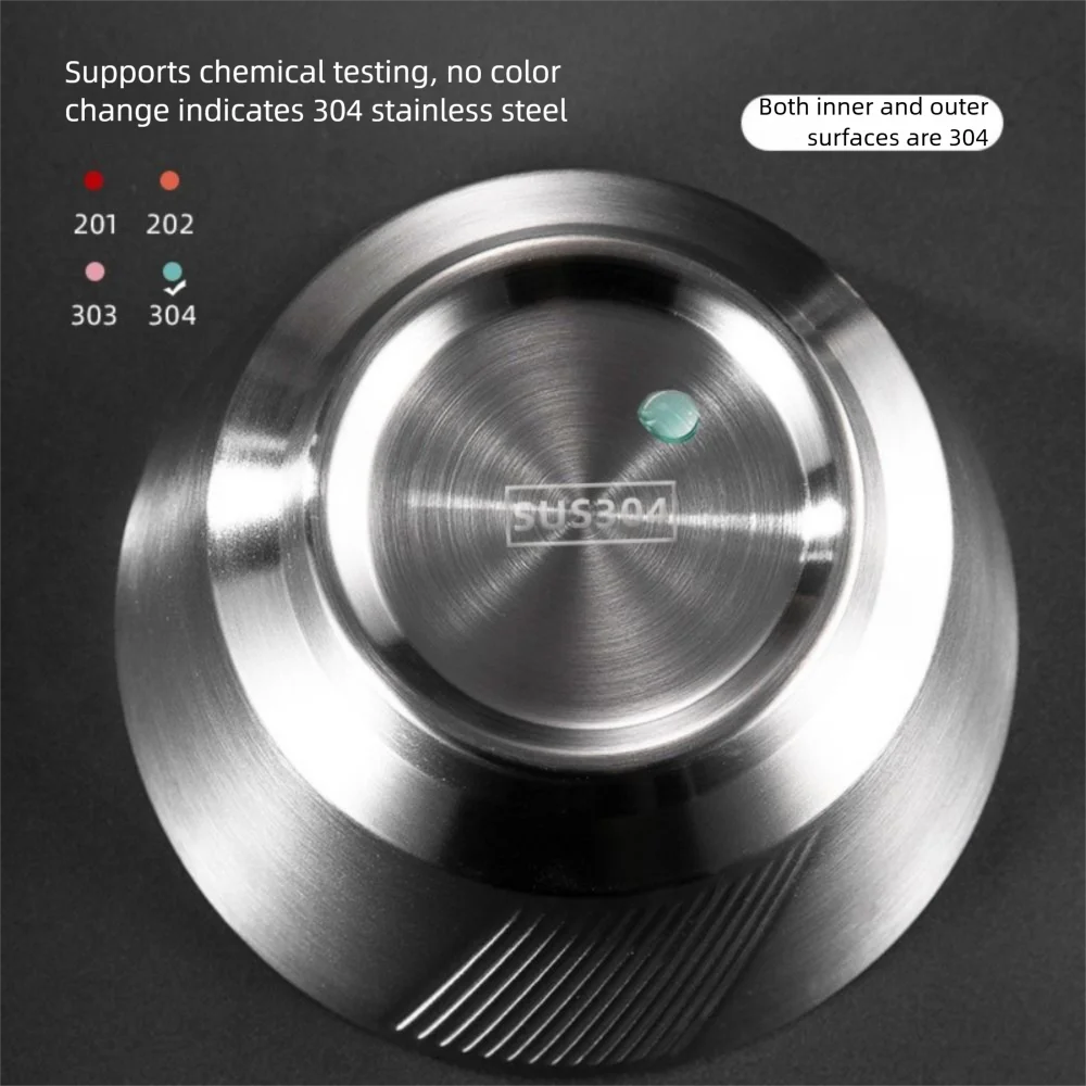 Description Picture 5 of itemAnti Scald Stainless Steel Bowl Stackable Wide Mouth Dessert Serving Bowl Heighten Bottom Heat-resistant Double Layer Soup Bowl