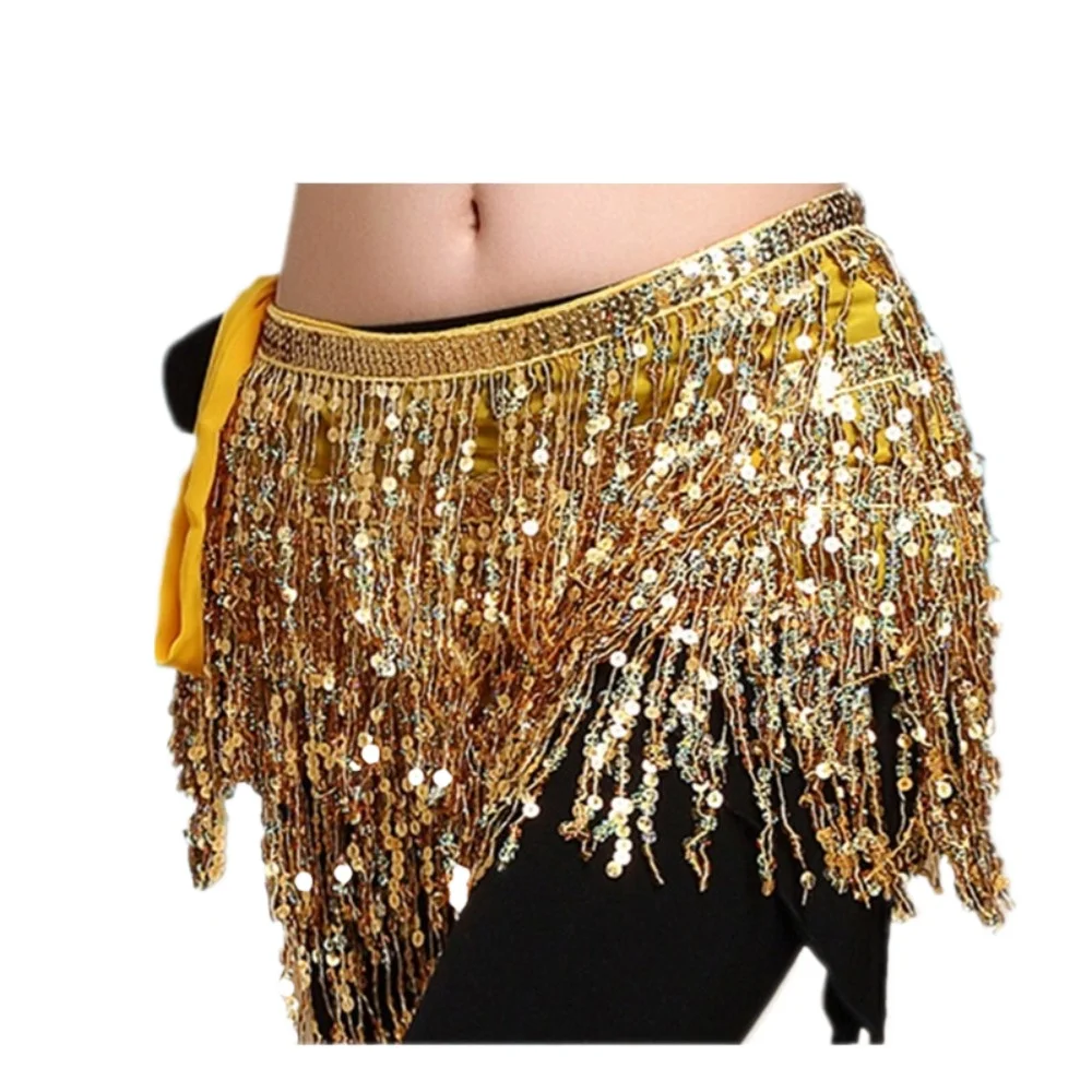 Belly Dance Performance Costume Glitter Tassel Hip Towel Waist Chain Indian Dance Waist Scarf Y2k Skirt Clothes Women Clothing