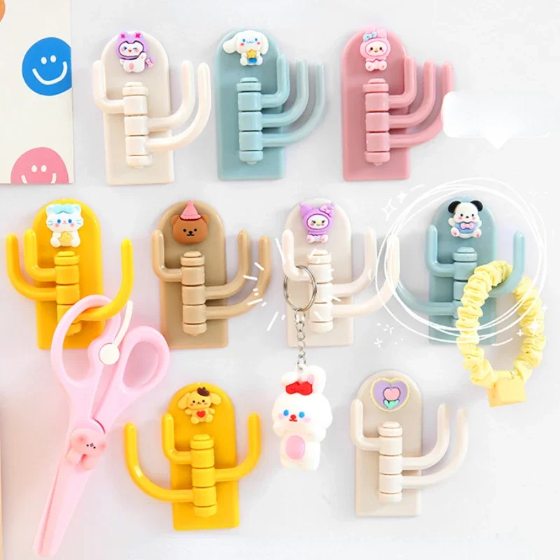 Rotatable Multi-purpose Cartoon Three-hook Hook Cute Student Dormitory Punch-free Traceless Sticky Hook Wall Door Key Hook Tools 2