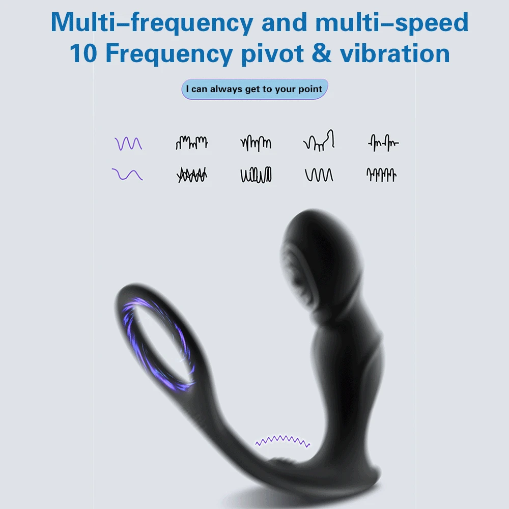 Männliche Prostata-Massage, Fern-Analvibrator, 10 Geschwindigkeiten, Verzögerung der Ejakulation, Ring, Hoden, Stimulieren, Anus-Plug, Hintern_voghion.com