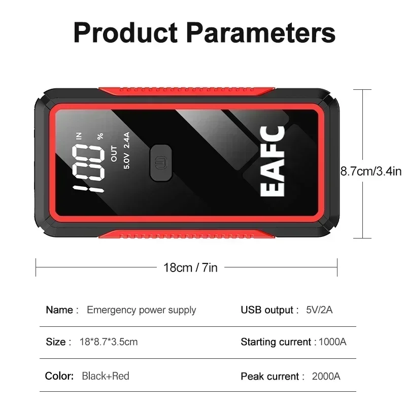 Car Jump Starter 2000A Portable Car Battery Booster Charger