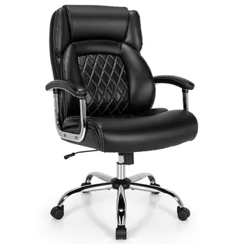 GOFLAME PU Leather Office Chair Padded Modern Executive Chair Ergonomic Computer Desk