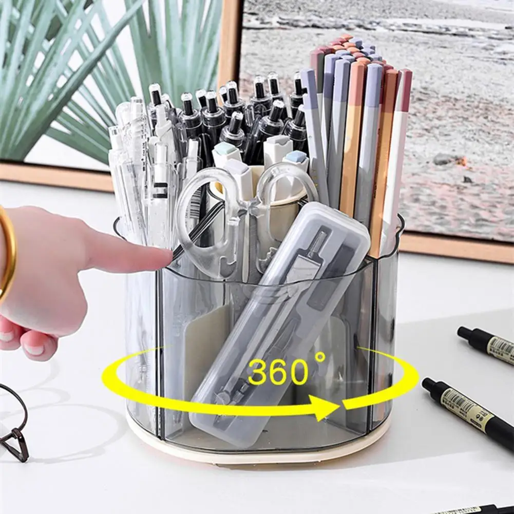 

Makeup Brush Storage Box Transparent Detachable 360 Rotating Design Pen Holder Organizer for Home Bedroom